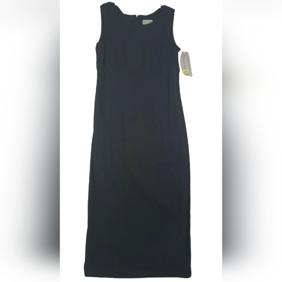 Linen Blend Maxi Dress Black VTG. Stonebridge Size 8 Sleeveless NWT. - Picture 8 of 11